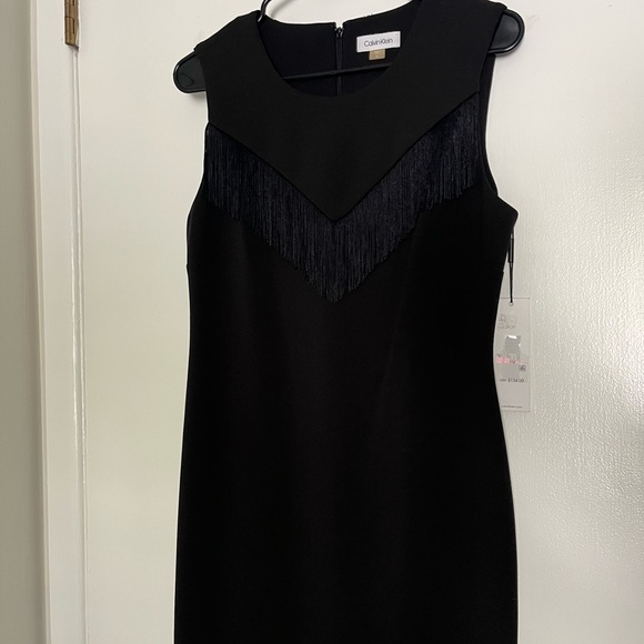 Calvin Klein Black Fringe Dress size 10 - Picture 2 of 14